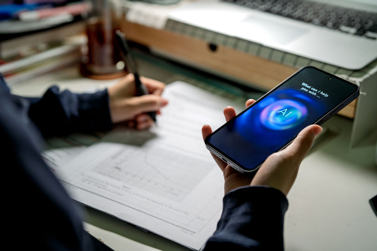 person talking to an LLM-powered chatbot on their phone