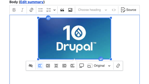 Altering alignment of imagery in the Drupal WYSIWYG editor